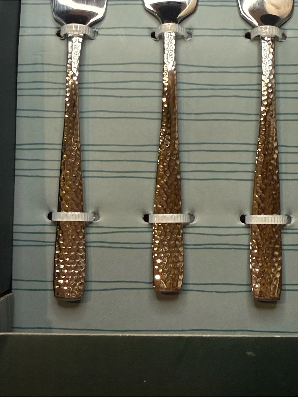 St. James Masonry Hammered Cocktail Forks Set of 4 Stainless Steel Luxury NWT